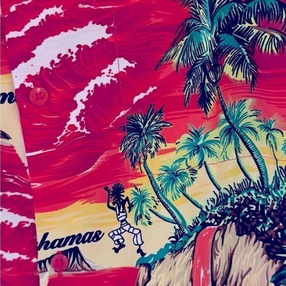 2 for $10 Men’s Blowout Sale Men's RINA Red Caribbean Themed Shirt - Small - Picture 4 of 6